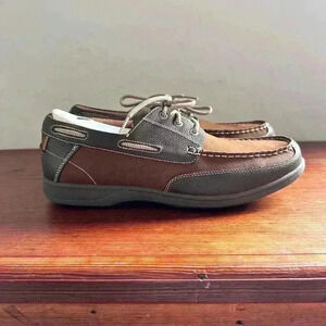 Men’s Boat Shoes Florsheim Lakeside Ox New Size 11XW Brown Leather Upper